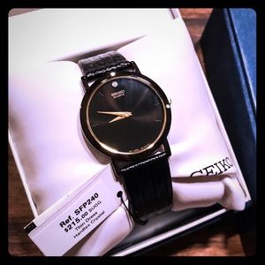 SEIKO SFP240 Black Leather Watch